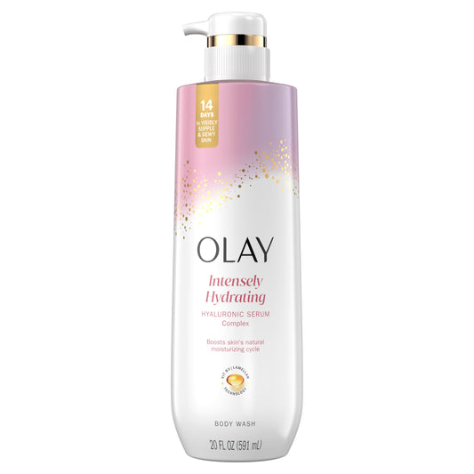Olay Body Wash for Women, Intensely Hydrating, Hyaluronic Acid Serum Complex, Renews Moisture, Free of Parabens & Phthalates, Vitamin B3 Lameller