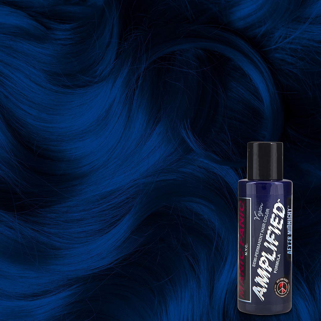 MANIC PANIC After Midnight Hair Color - Amplified - Semi Permanent Hair Dye - Dark Navy Blue - Green Undertones - For Dark & Light Hair - Vegan, PPD