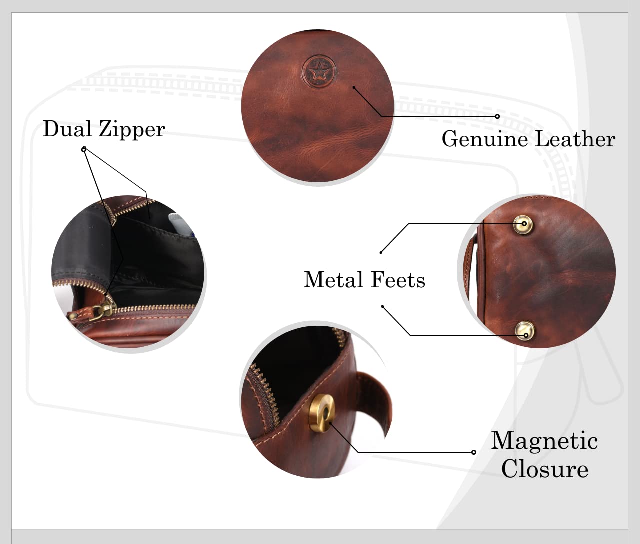 10" Premium Leather Toiletry Travel Pouch With Waterproof Lining | King-Size Handcrafted Vintage Dopp - Kit By Aaron Leather Goods (Dark Brown) Beauty and Personal Care AARON LEATHER GOODS VENDIMIA ESTILO