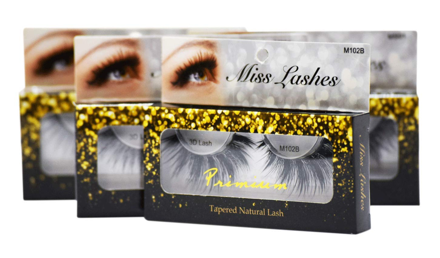 "4 Pairs" of Miss 3D Volume Tapered False Eyelash Extension M101