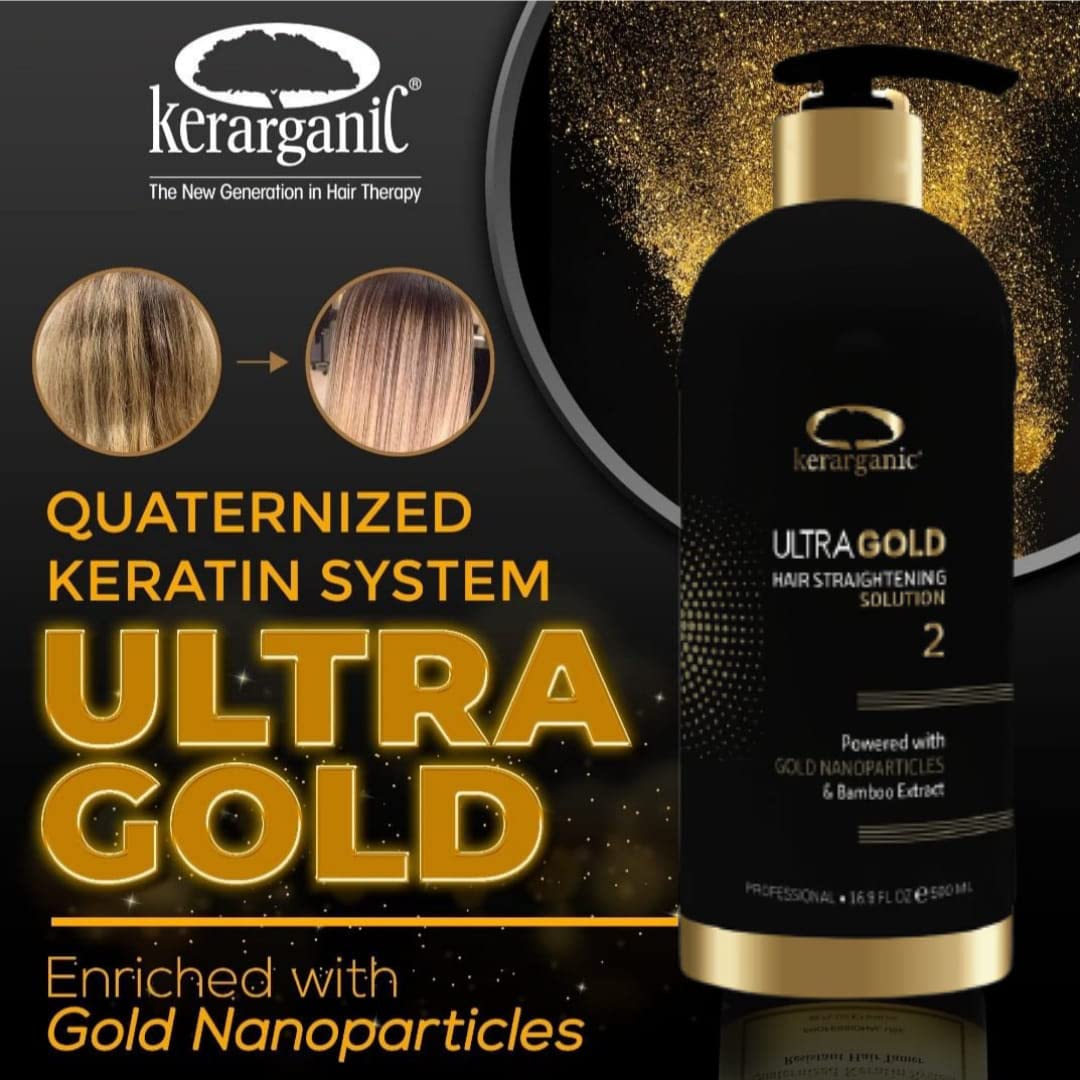 ULTRA GOLD - PROFESSIONAL BRAZILIAN KERATIN TREATMENT BUNDLE (Detox Shampoo 1000ml + Keratin Treatment 1000ml + Mask 500ml)