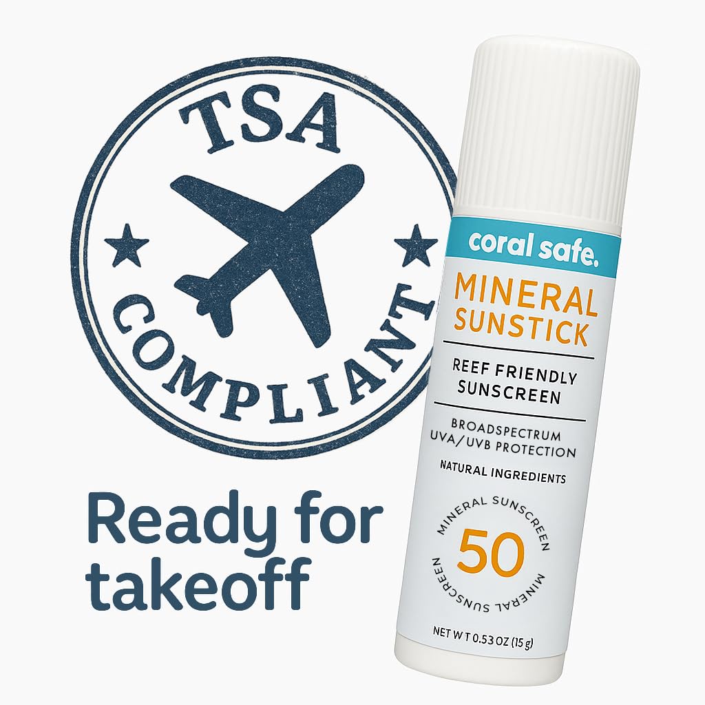 Reef Safe Sunscreen SPF 50 Facestick - Biodegradable, Hawaii & Mexico Approve, Zinc, Vitamin E, Oxybenzone & Octinoxate Free, Water Resistant, Natural