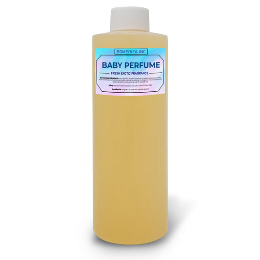 ROMERIZA INC. 4 Fl Oz Baby Perfume Fragrance Body Oil - Luxury Unisex Baby Oil Perfume with Long Lasting Baby Powder Scent, Uncut Perfume Oil, Scented
