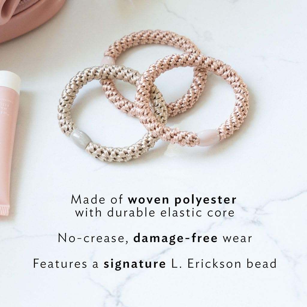 Black Hair Ties with Gold Bead for Thick Hair, Grab & Go Ponytail Holders, 8 Pack, Black | Gold Bead, Thick No-Crease Bands with Strong Hold Beauty and Personal Care L. Erickson