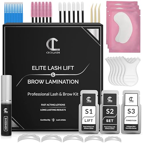 2 in 1 Lash Lift Kit and Brow Lamination Kit | Instant Perming, Lifting & Curling for Eyelashes & Eyebrows | Professional Salon Results Lasting 6-8