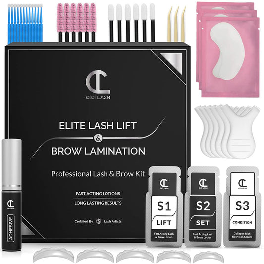 2 in 1 Lash Lift Kit and Brow Lamination Kit | Instant Perming, Lifting & Curling for Eyelashes & Eyebrows | Professional Salon Results Lasting 6-8