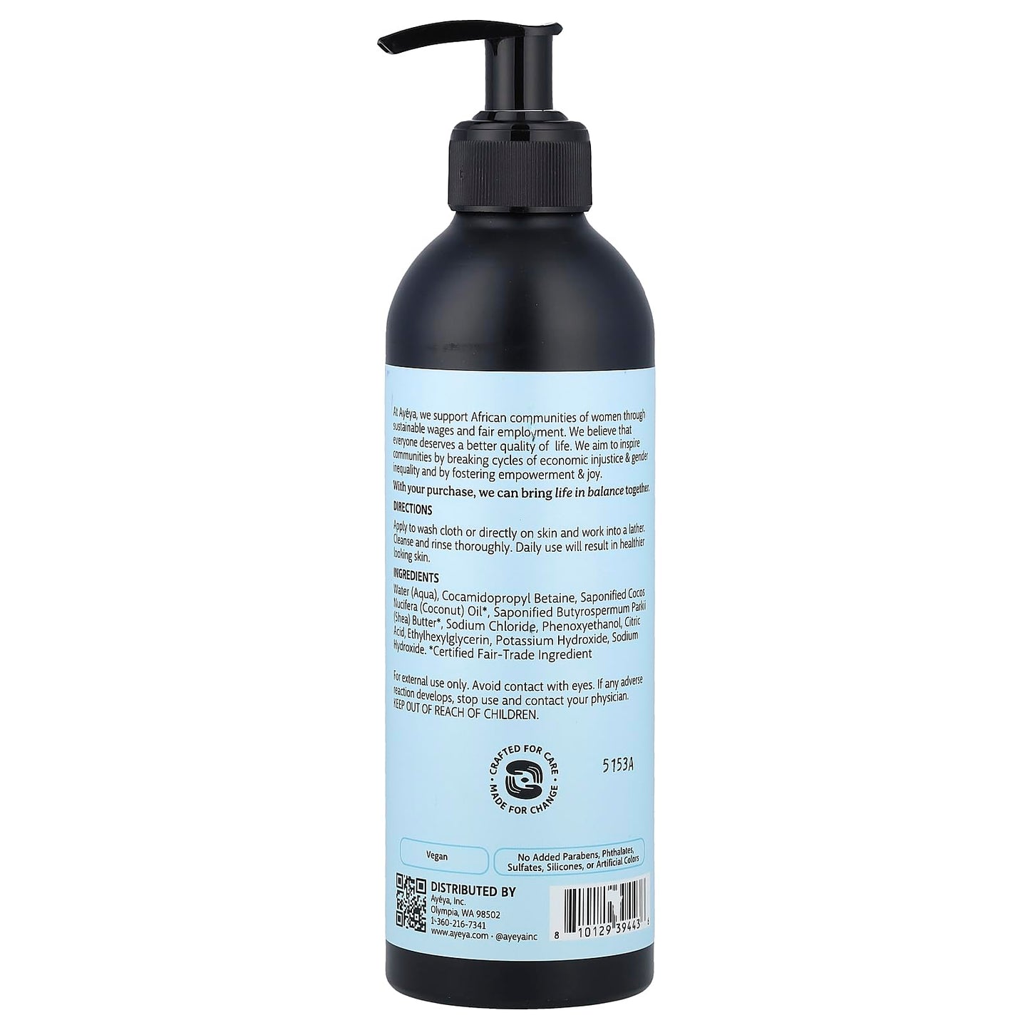 AYÉYA Gratitude Moisturizing Body Wash - Fragrance-Free, Non-Toxic Vegan Body Cleanser for Dry, Sensitive and Eczema-Prone Skin | Gentle Hydrating