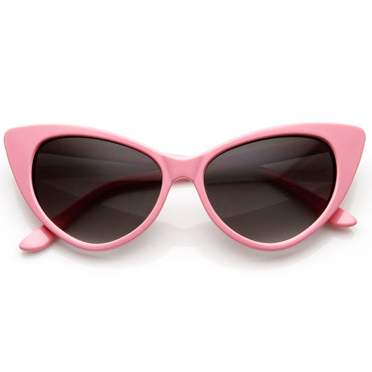 zeroUV Super Cateyes Vintage Inspired Fashion Mod Chic High Pointed Cat-Eye Sunglasses (Light Pink)