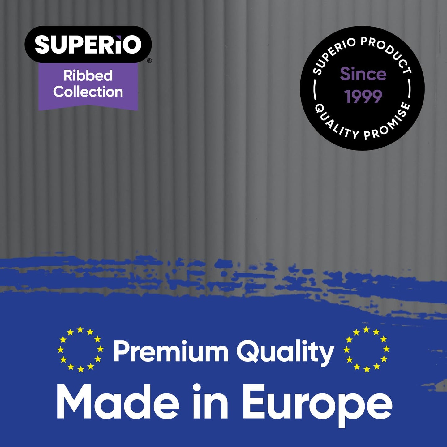 Superio Ribbed Collection - Decorative Plastic Open Home Storage Bins Organizer Baskets, Medium Grey (1 Pack) Container Boxes for Organizing Closet…