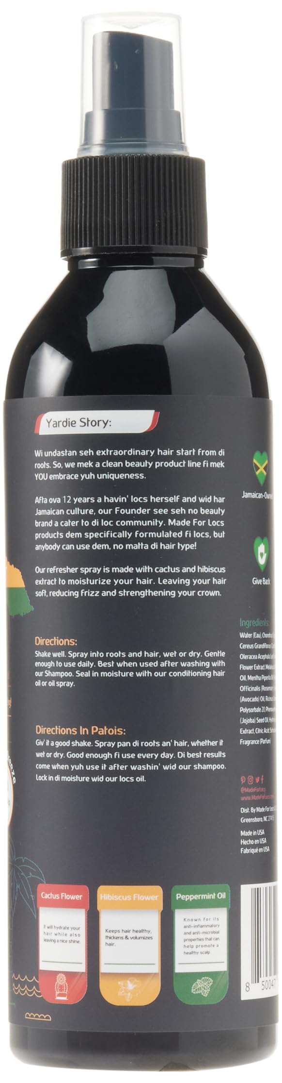 Made For Locs Jamaica Refresher Spray | Locs Moisturizer | Locs Deodorizer | Amazing Scents (Tropical, 8 oz)
