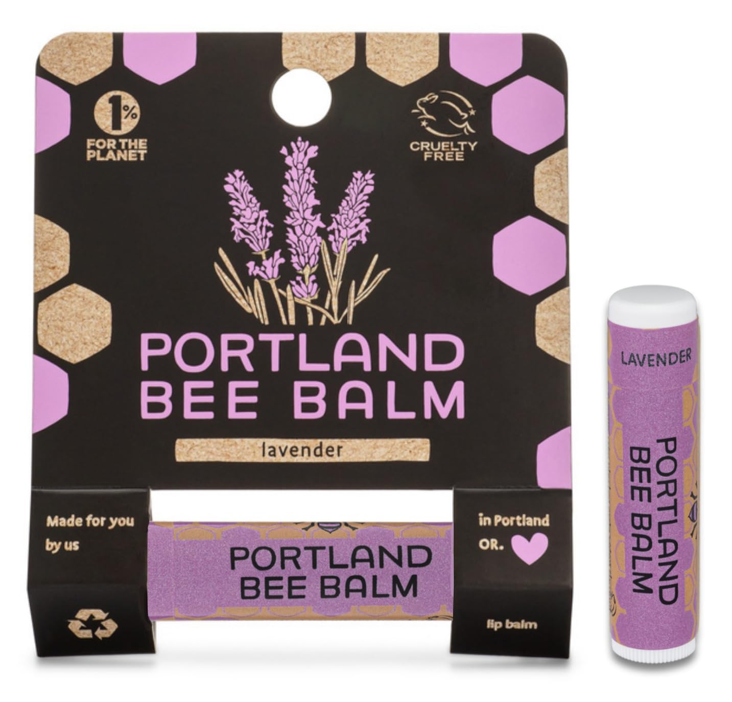 Portland Bee Balm All Natural Handmade Beeswax Based Lip Balm, Lavender 1 Count