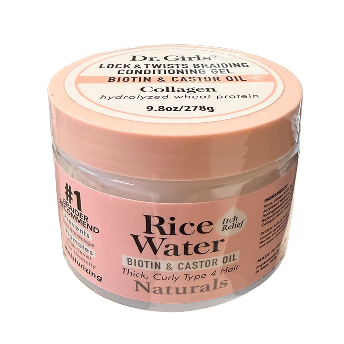 Dr Girls Super Grow Loc & Twists Braiding Conditioning Gel - Extra Mega Hold, REEMAS (Collagen with Hydrolyzed Wheat Protein) 9.8 oz