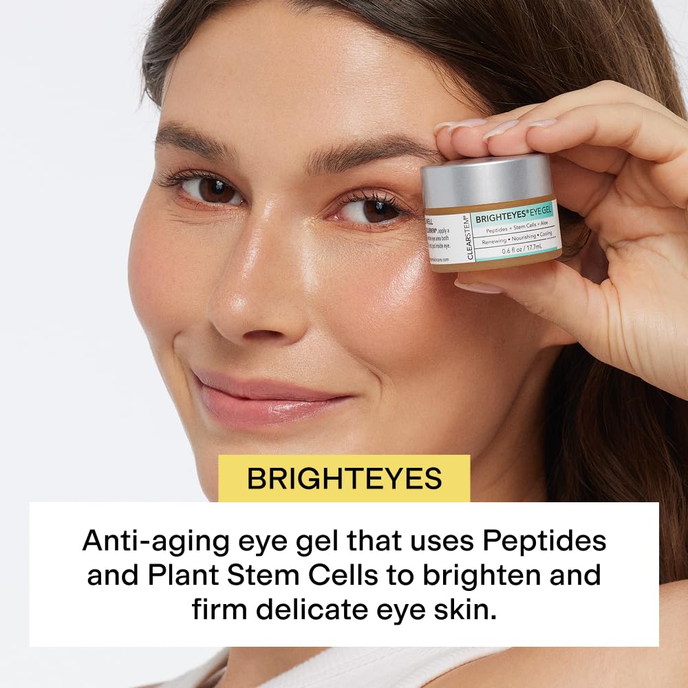 CLEARSTEM - BRIGHTEYES - Eye Gel - Nourishing Eye Cream - Cooling Gel - Stem Cells Blend - Peptides, Collagen, Aloe Vera - Gluten Free - Beauty, Self