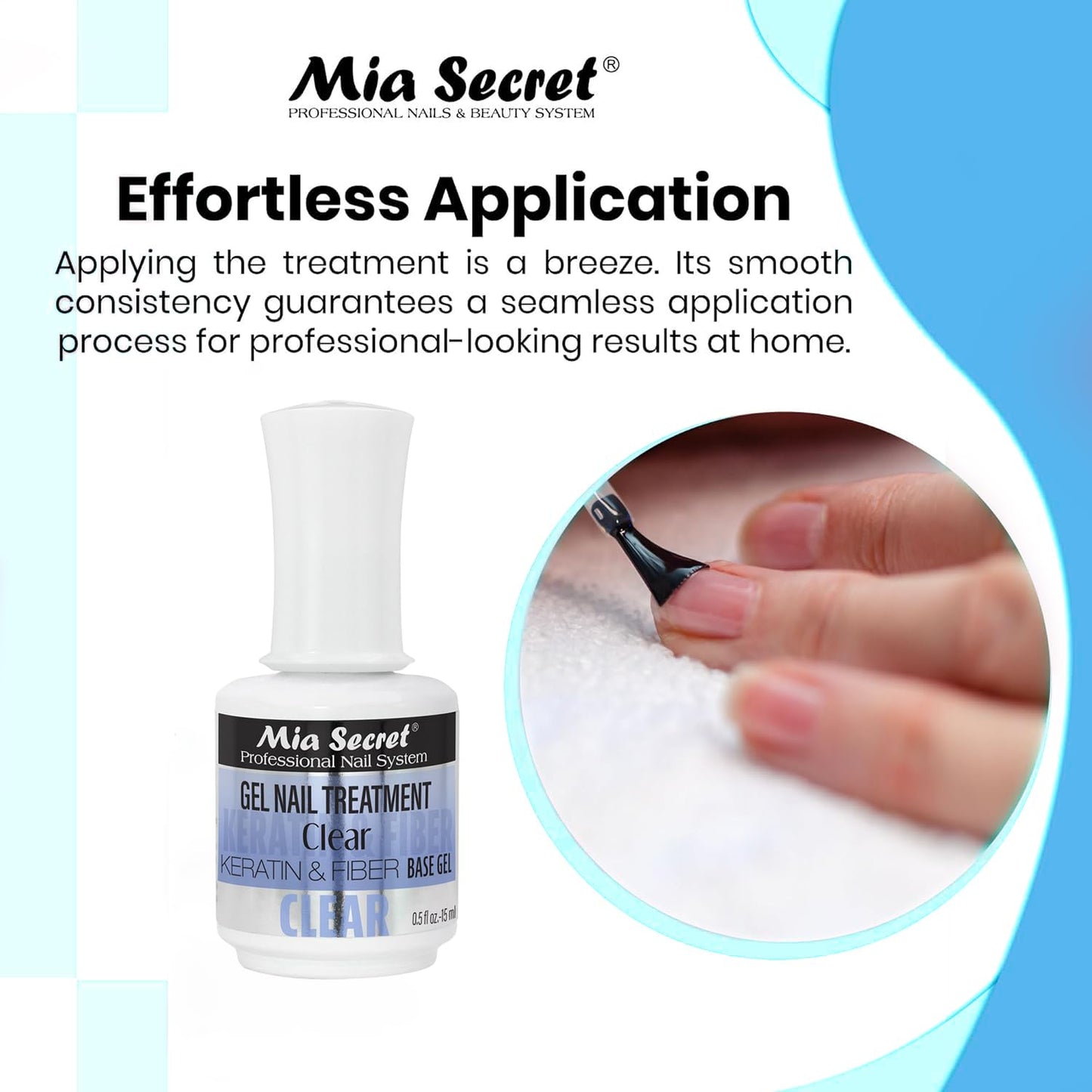 Mia Secret Gel Nail Treatment CLEAR KERATIN Base & Top Gel 15ml - Nail Repair and Strengthening for Nails (Clear)