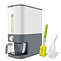 Lenwi 22-25 Lbs Rice Dispenser, Large Cereal Dry Food Storage Containers with Measuring Cup,BPA-Free Household for Kitchen Pantry Organization-Grey