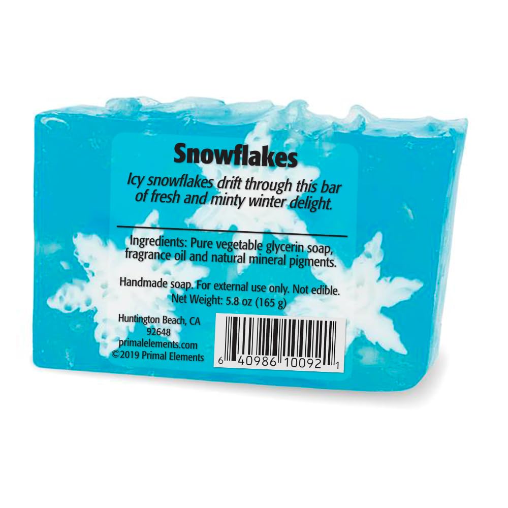 Primal Elements Glycerin Christmas Bar Soap | Helps All Skin Types, Sensitive, Oily & Dry Skin | NO PARABENS, VEGAN, GLUTEN FREE, 100% VEGETABLE BASE