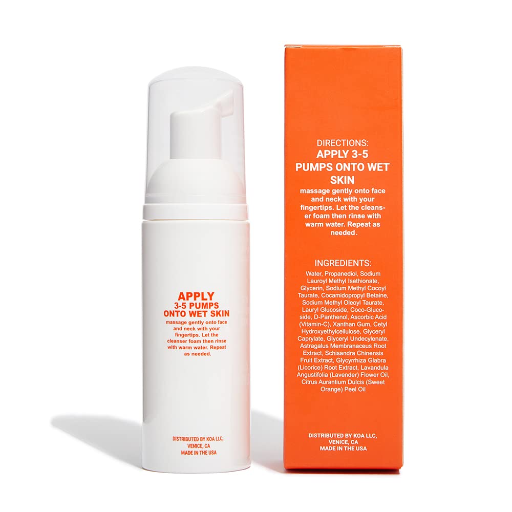 KOA LIFE X NAVEN Lighten Up - Anti-Blemish Facial Foam Cleanser, Purifies Skin, Vitamin C, Organic, Natural Ingredients - 1.7 Fl Oz