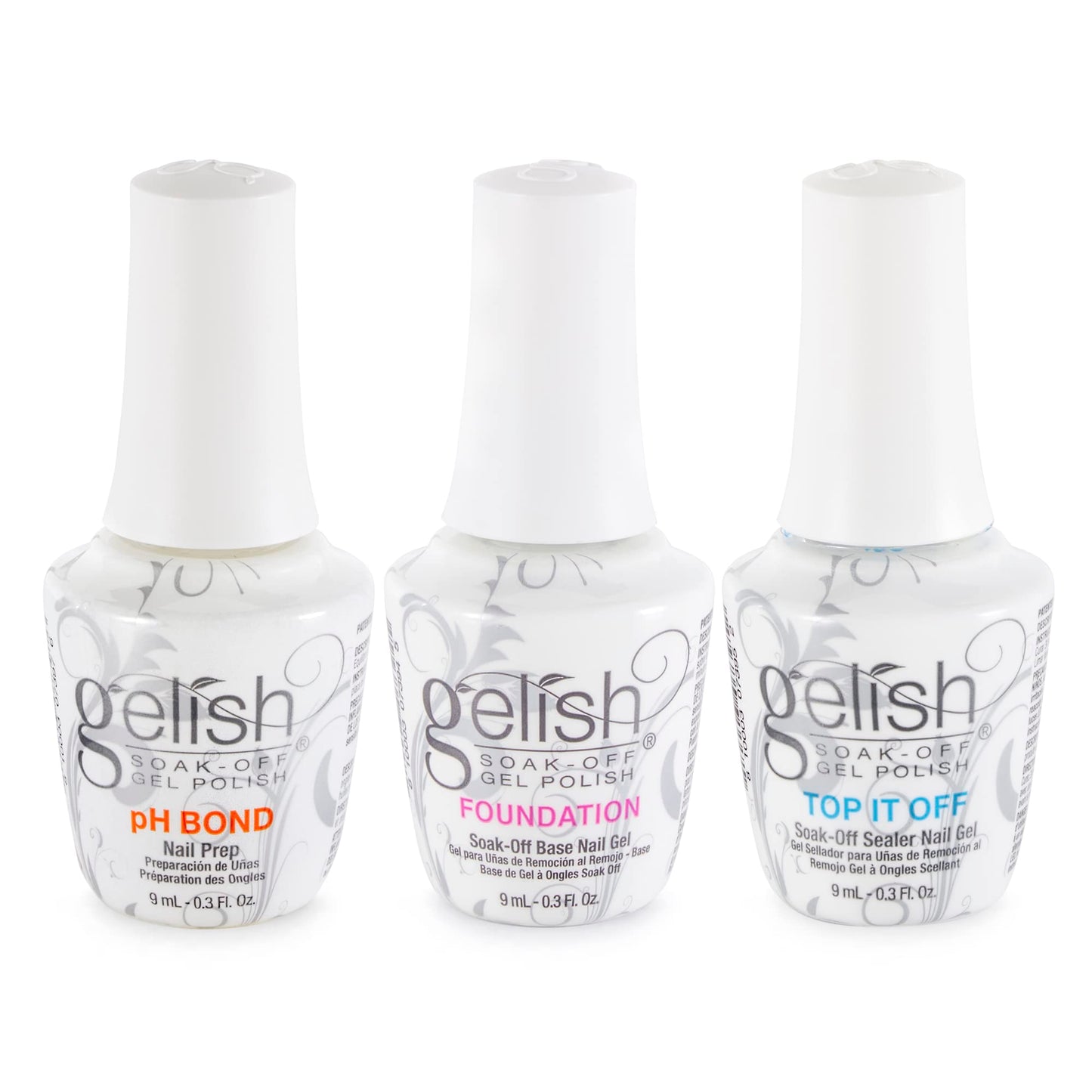 Gelish Mini Terrific Trio Collection 9 mL Soak Off Gel Nail Polish Kit with pH Bond, Foundation Base, and Top It Off Beauty & Personal Care Gelish