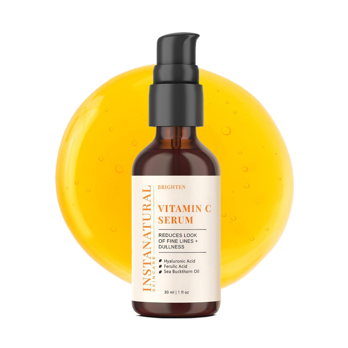 InstaNatural Vitamin C Face Serum, Brightens, Hydrates and Reduces Signs of Aging, with Vitamin C, Hyaluronic and Ferulic Acid, 1 FL Oz Beauty & Personal Care InstaNatural