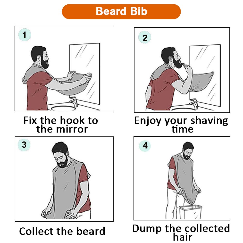 Beard Bib Apron for Men, Father's Day Gift Beard Trimming Catcher Bib for Shaving & Hair Clippings, Waterproof Non-Stick Hair Catcher Grooming Cloth Beauty and Personal Care Showvigor