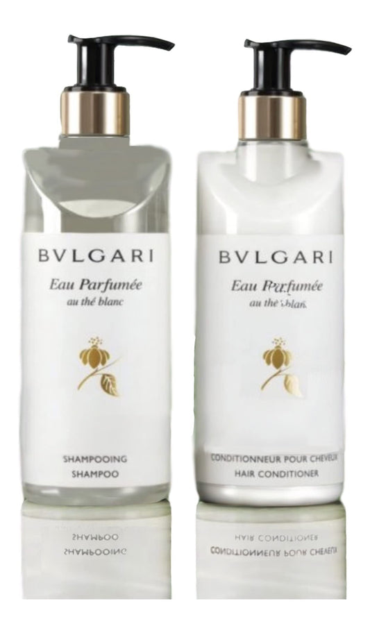 BVLGARI Eau Parfumee au the blanc White Tea Shampoo and Hair Conditioner Set of 2-10.1 Fluid Ounces/300 mL Each