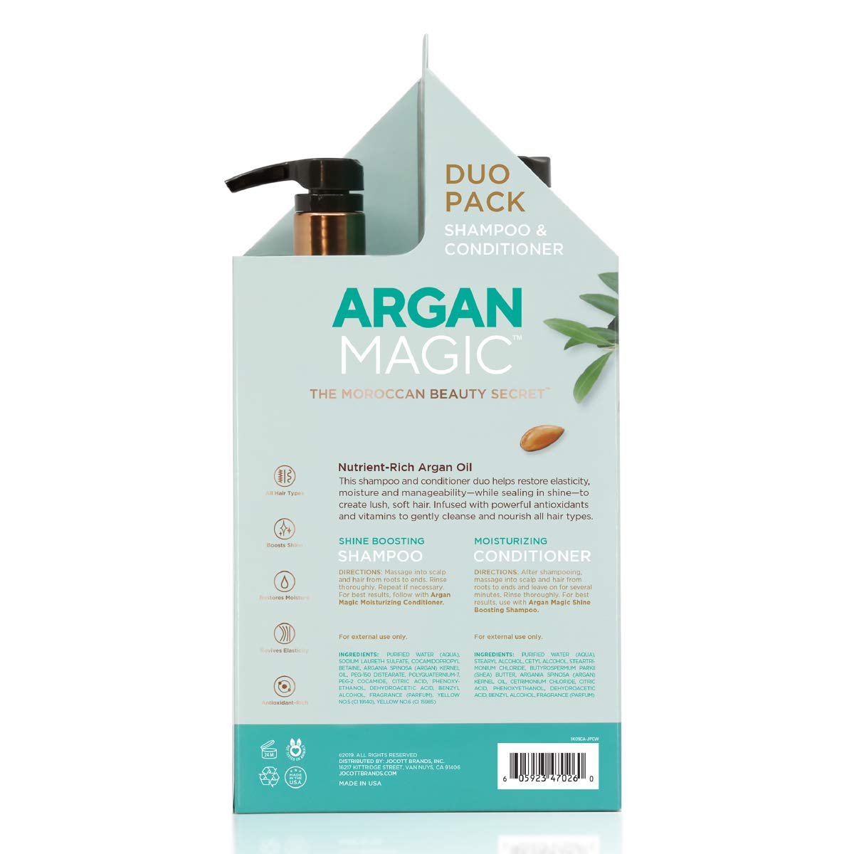 Argan Magic Shine Boosting Shampoo & Moisturizing Conditioner Duo - Gently Cleanses, Boosts Shine, Controls Frizz, Restores Moisture, Detangles |