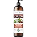 velona Jojoba Oil USDA Certified Organic - 8 fl oz (With Pump) | 100% Pure and Natural | Golden, Unrefined, Cold Pressed, Hexane Free | Moisturizing