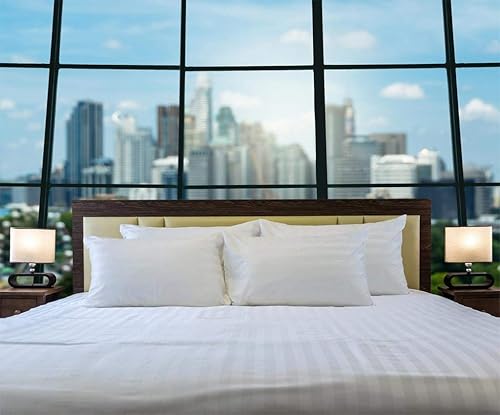 TREND BEDDING MART TBM 3 PC Striped Bedsheet - 1 Flat/Top Sheet with 2 Pillowcases Smooth Touch Hotel Quality 100% Egyptian Cotton 800 Thread Count