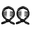 Lurrose 2pcs Round Inner Toothed Hair Clip Fish Tail Clip Ponytail Holder Strong Tension Hair Claw (Black)