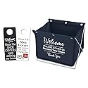 Mediz Foldable Shoe Cover Holder (Blue) with Bonus: 1 Door Hanger with Designs on Front and Back - Please Use Shoe Covers
