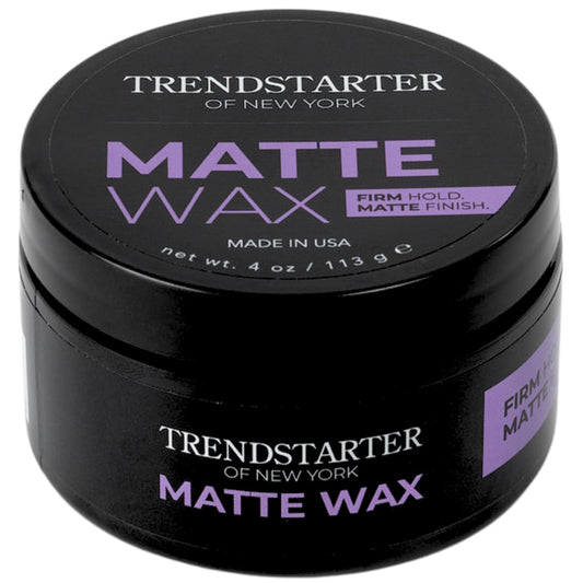 TRENDSTARTER - MATTE WAX (4oz) - Firm Hold - Matte Finish - Water Based All-Day Hold Hair Styling Pomade - Flake-Free Styling Wax for All Hair Types
