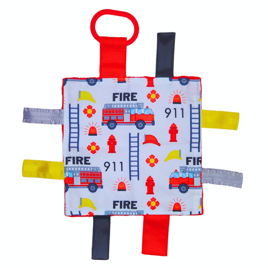 Baby Jack & Co 8x8” Fire Lovey Tag Toys for Babies - Baby Crinkle Toys - Crinkle Toys for Baby - Soft & Safe - Learn Shapes & Colors - Ideal Baby Toy…