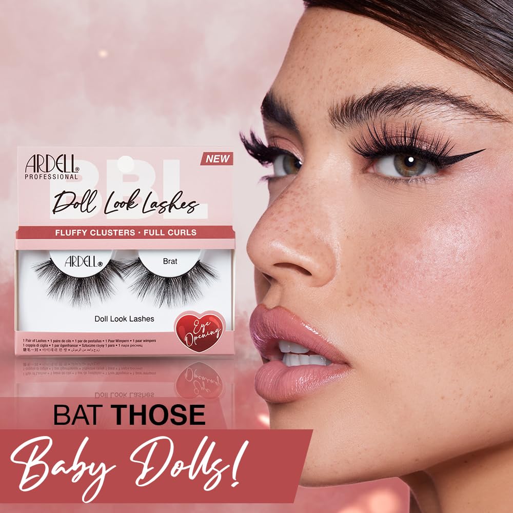 Ardell Doll Look Lashes, Brat Style - Fluffy Doll Eyelashes with Full Curls, Eye-Opening Doll Eye Lashes Strip, 1 Pack
