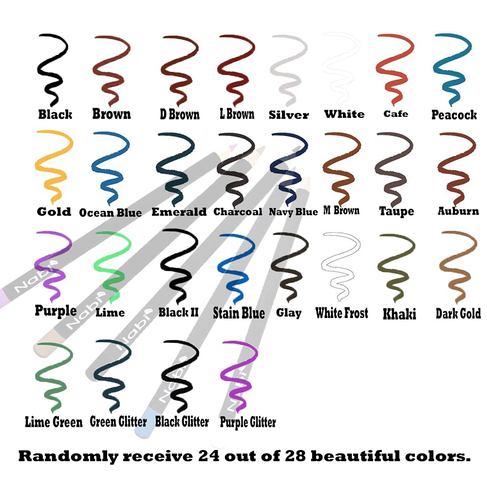24 pcs Nabi Eyeliner and Eyebrow pencils