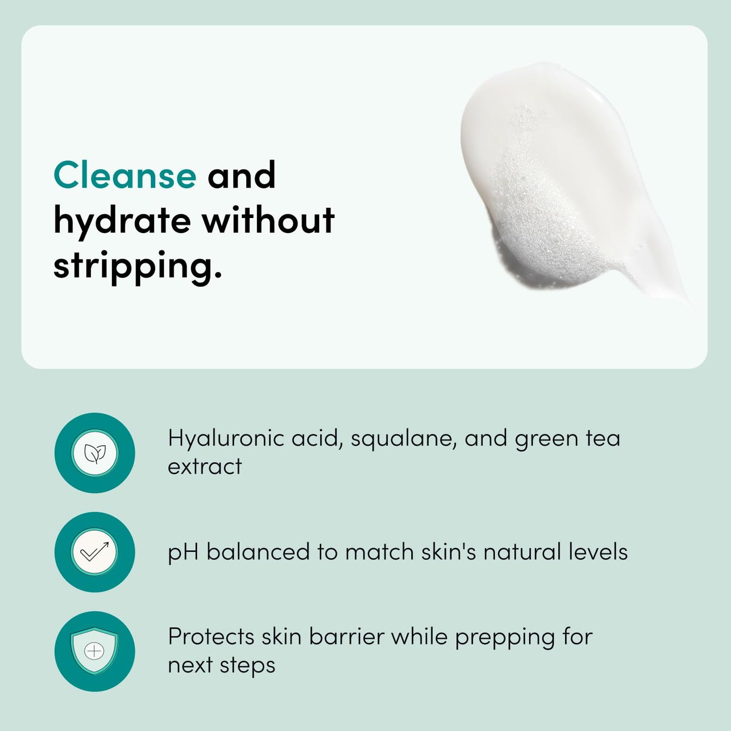 hers Clear Waters Facial Cleanser - Hyaluronic Acid, Squalane, & Green Tea Extract - Hydrating Face Wash for All Skin Types - pH Balanced