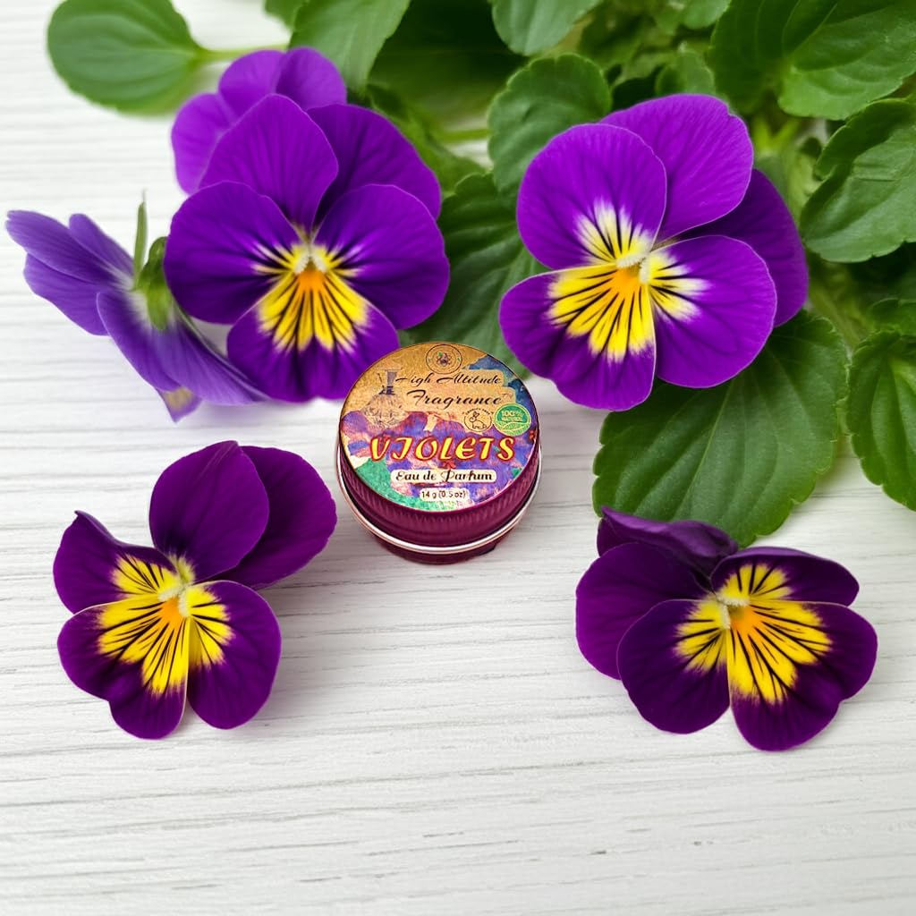 VIOLETS Perfume - Eau de Parfum - Solid Balm - Natural Essential Oils Aromatherapy Fragrance (Viola Odorata, Orris, Lavender, Heliotrope, Hyacinth