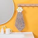 Tyrafry Chenille Cute Flower Hand Towels, Super Soft Water Absorbent Decorative Hand Towels with Hanging Loop Machine Washable Kitchen Towels, Brown