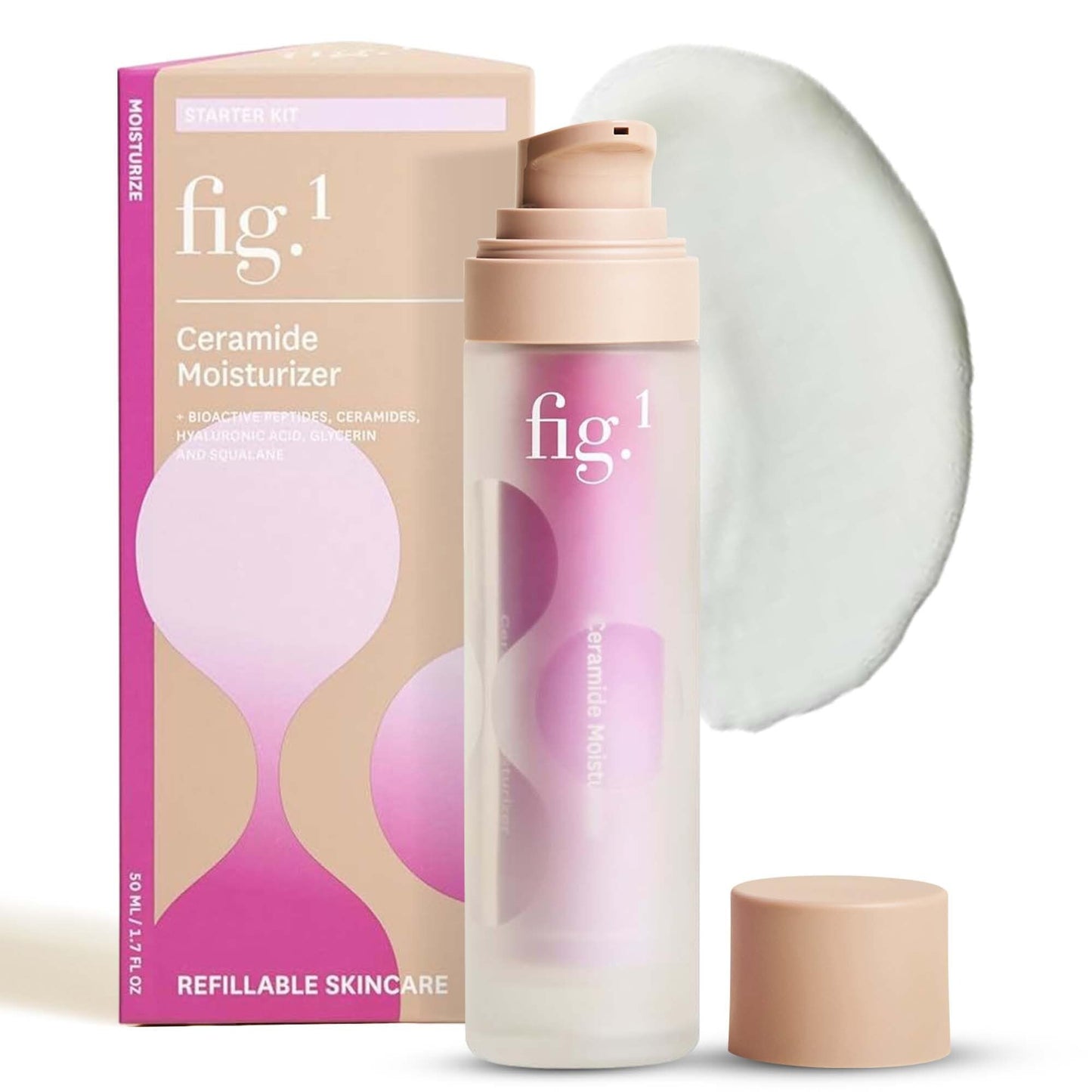 Fig.1 Ceramide Face Moisturizer for Women | Hydrating Daily Facial Moisturizer with Peptides, Hyaluronic Acid & Squalane | Lightweight