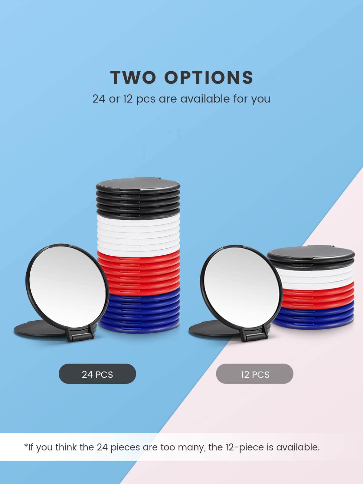 MOMIRA Compact Mirror Bulk, Round Makeup Mirror for Purse, Set of 24 (4-Color)