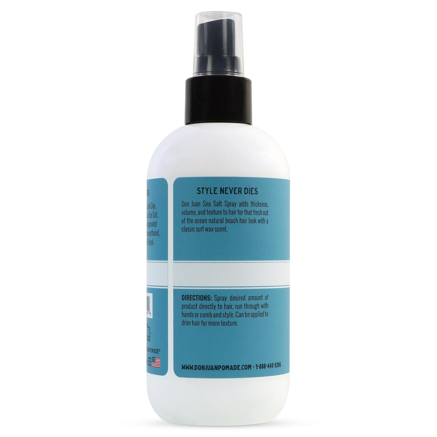 Don Juan Sea Salt Hair Styling Spray | Light Hold | Adds Volume and Texture To Hair | Natural Ingredients | Surf Wax Scent, 8 fl oz