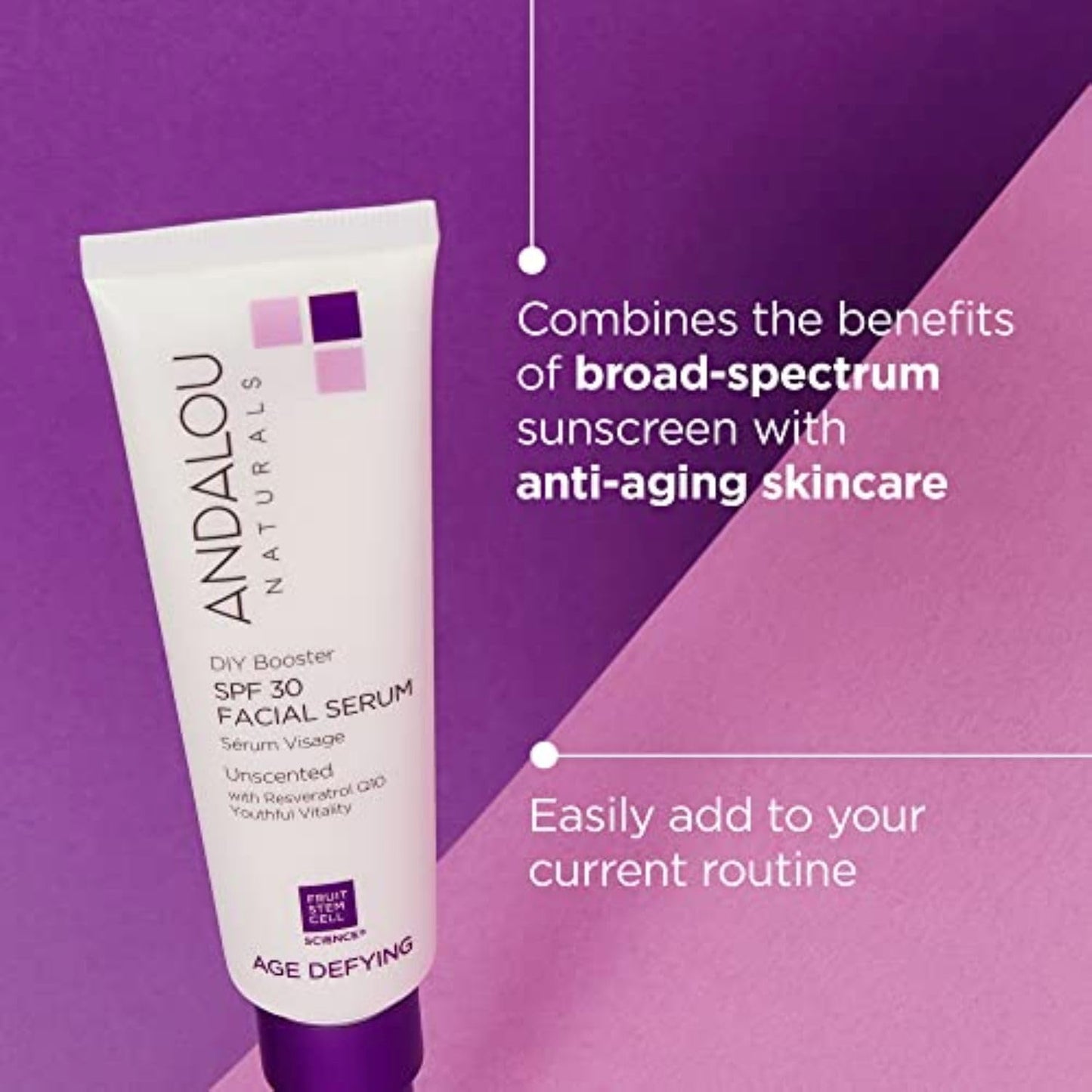 Andalou Naturals DIY Booster SPF 30 Facial Serum Unscented, Anti Aging Face Sunscreen with Broad Spectrum Protection, Moisturizing for Dry to Very Dry