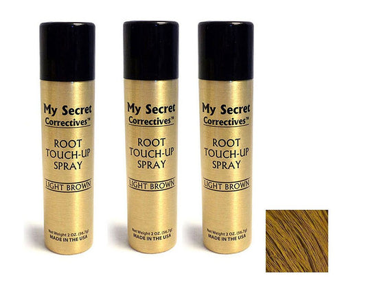 My Secret Correctives Root Touch-Up Spray - 2oz each - 3 Cans - LIGHT BROWN
