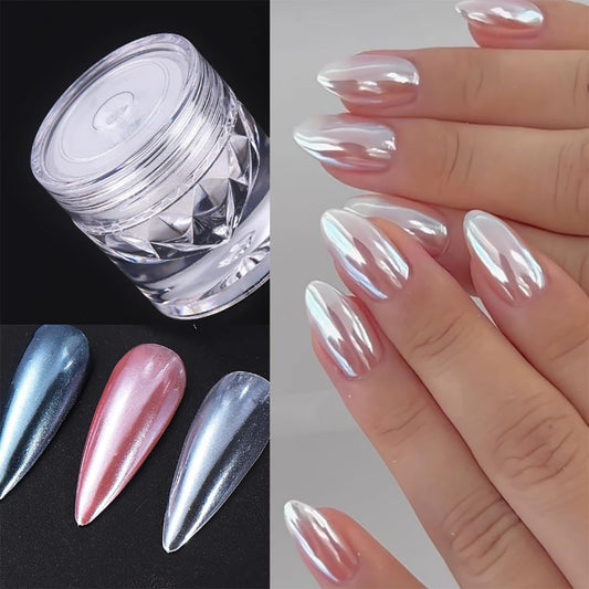 1 Box Nail Glitter Peacock Pearl Nail Powder Shimmer Glitter Wedding Bride Nail Design Rubbing Dust Mirror Effect Fairy Powder DIY Gradient Nail Art