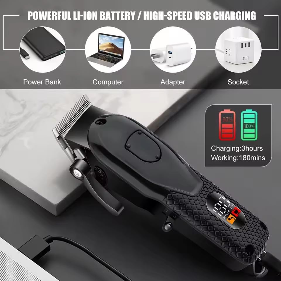 Professional Hair Clippers for Men,Rechargeable Trimmer,Men's Grooming Kit with 4 Coms for Barbers Shop & Home Use Beauty and Personal Care QDKVTNDJZ