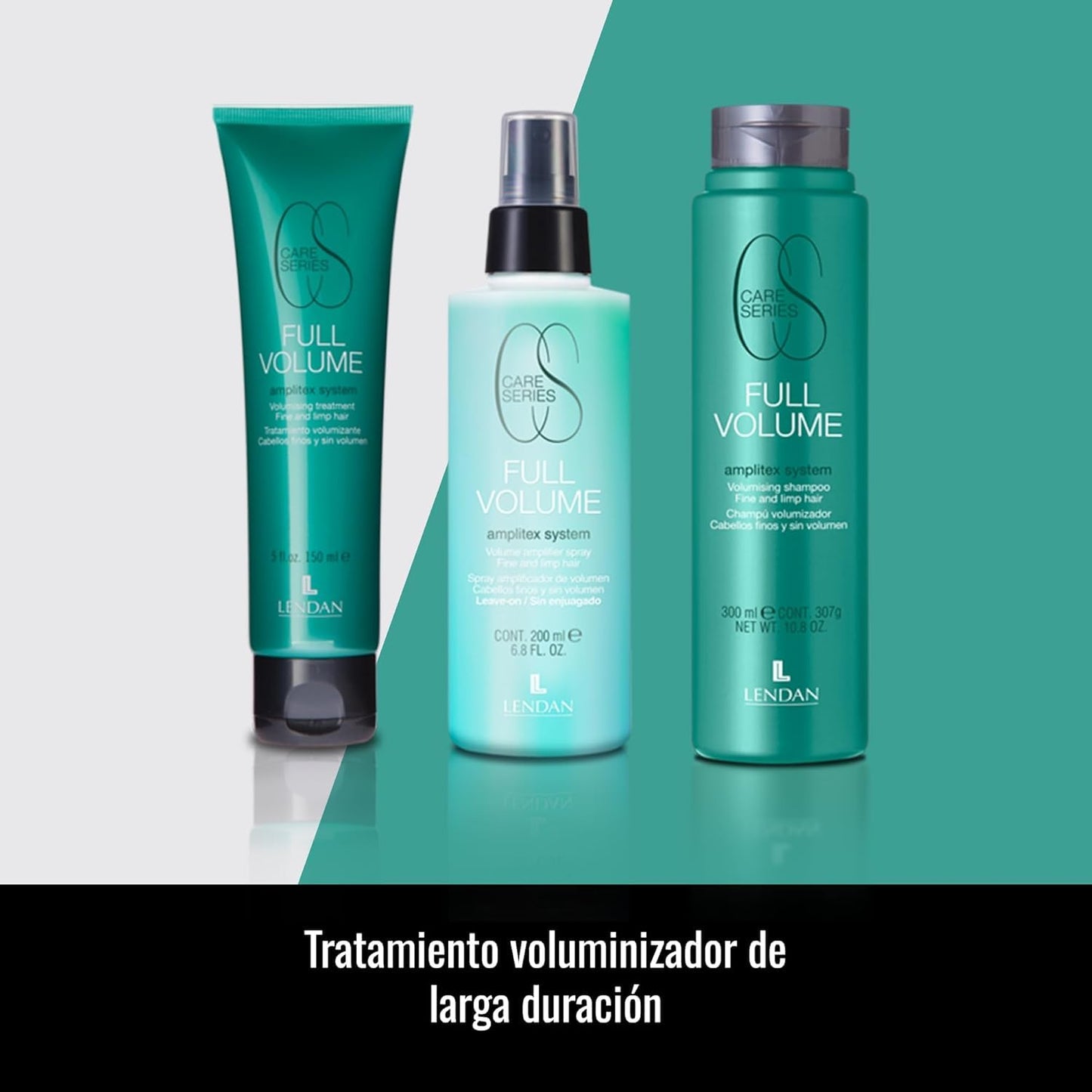Lendan Full Volume Hair Care Kit for Fine Hair, Volumizing Shampoo 300ml, Treatment Cream 150ml, Volume Spray 200ml, Amplifex System, 3 Piece Set