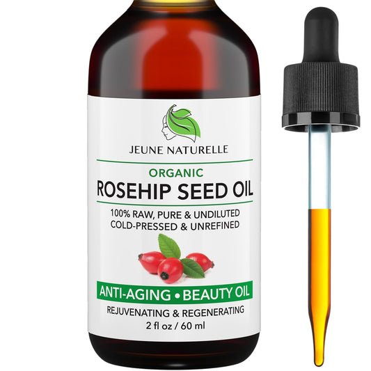 Rosehip Oil - Pure, Virgin, Cold Pressed - From Whole Berries (Pulp & Seeds), Natural Deep Orange Hue for Intensive Skin Repair - Undiluted Organic