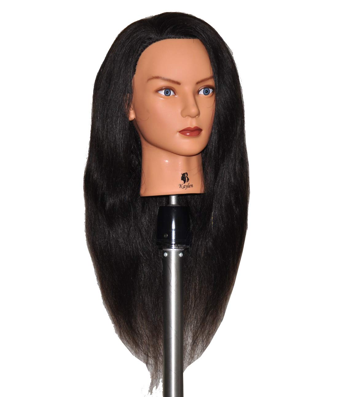 Zvena Beauty 24" Human Hair Cosmetology Mannequin Manikin Training Head with Clamp (24" DARK BROWN (KAYLEN+C))
