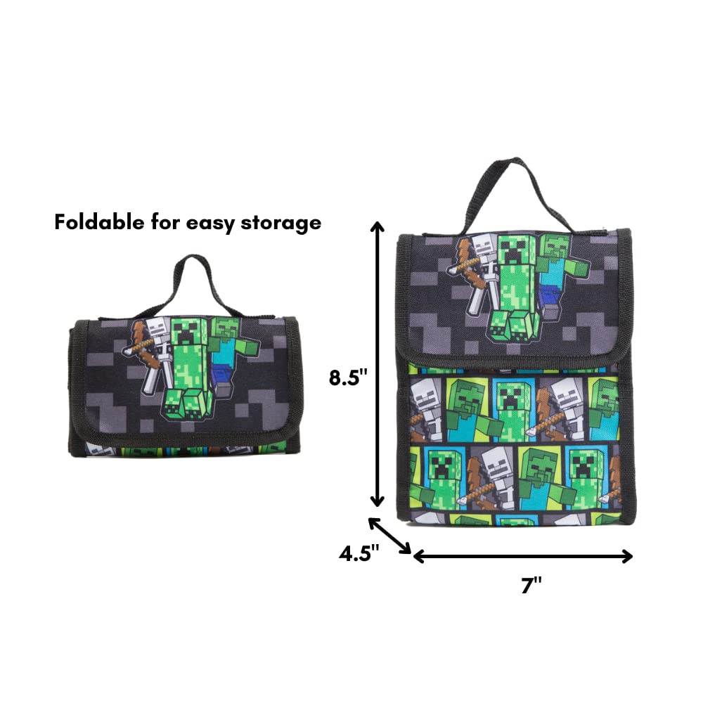 BIOWORLD Unisex Minecraft 5-Piece School Backpack Set (Little Kid/Big Kid), Green, One size
