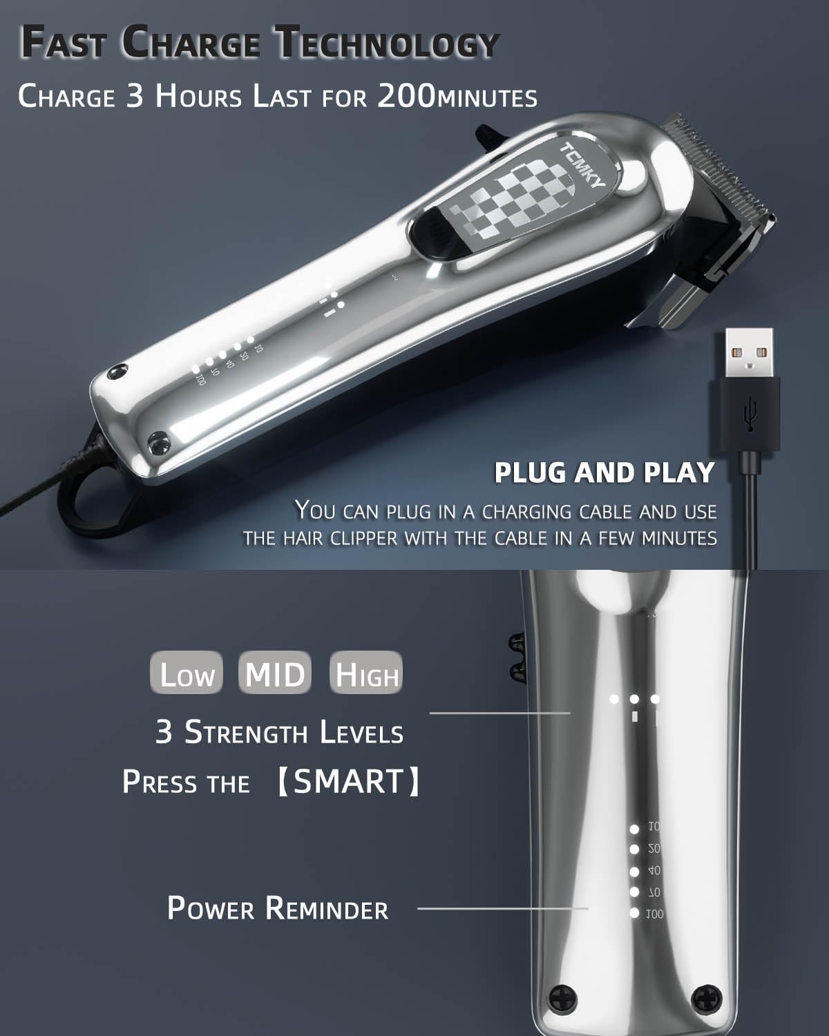TCMKY Hair Clippers for Men Cordless&Corded Barber Clippers for Hair Cutting & Grooming Professional Hair Trimmer for Men Rechargeable Hair Trimmer Beauty and Personal Care TCMKY