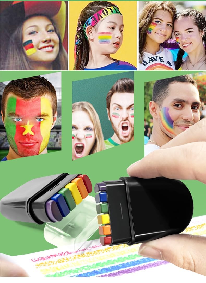 Body Paint Stick 12 Piece Set, - Anti Glare Eyeliner Pen, Suitable for Baseball, Football, Softball, Lacrosse, Anti Sweat Black Grease Paint, Match
